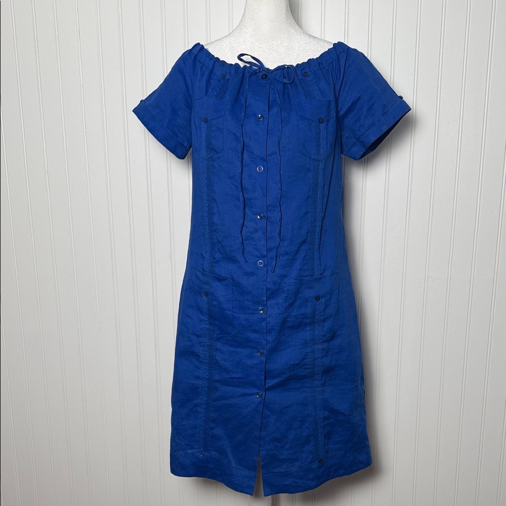 Mojito lady 100% linen off the shoulder dress